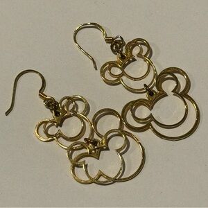 Gold-tone, Mickey Mouse silhouette dangle earrings